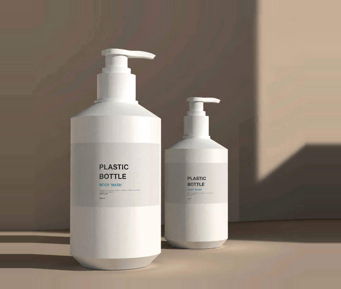 White sloping shoulder pump bottles for body care