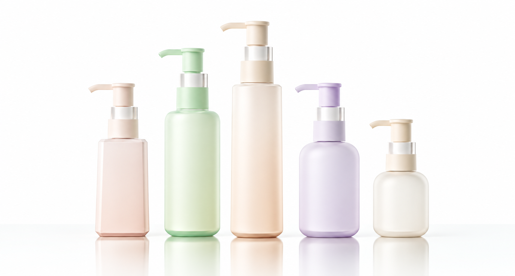Pastel facial cleansing pump bottles
