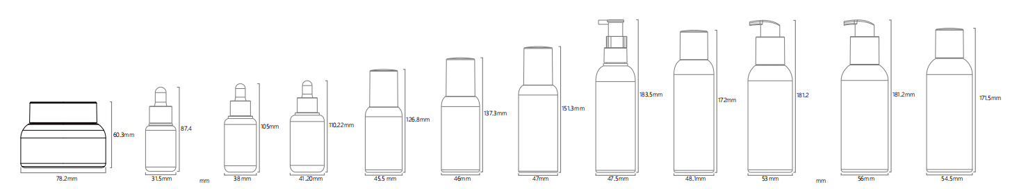 Soft Shoulder Series available bottle formats