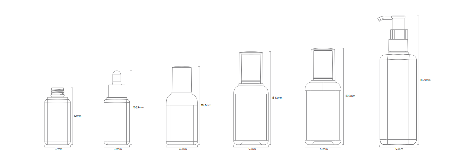Soft Square Series available bottle formats
