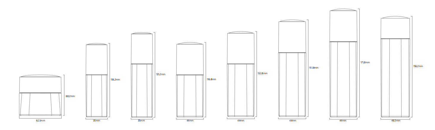 Rounded Cap Series available bottle formats