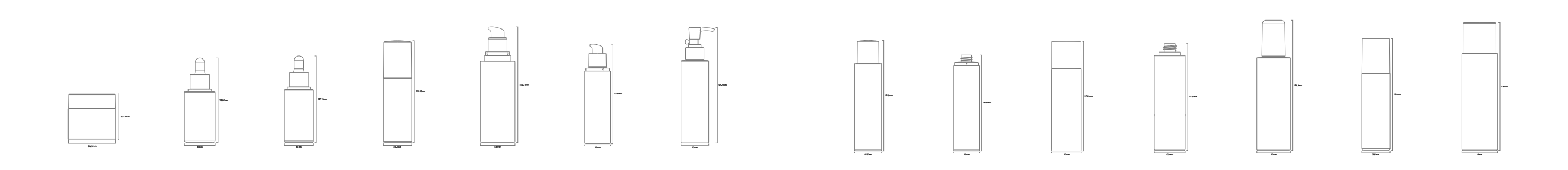 Cylindrical Bottle Series available bottle formats row 1