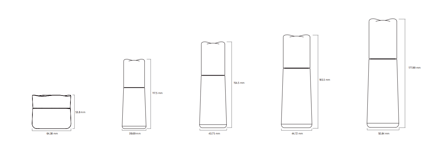 Fluted Series available bottle formats